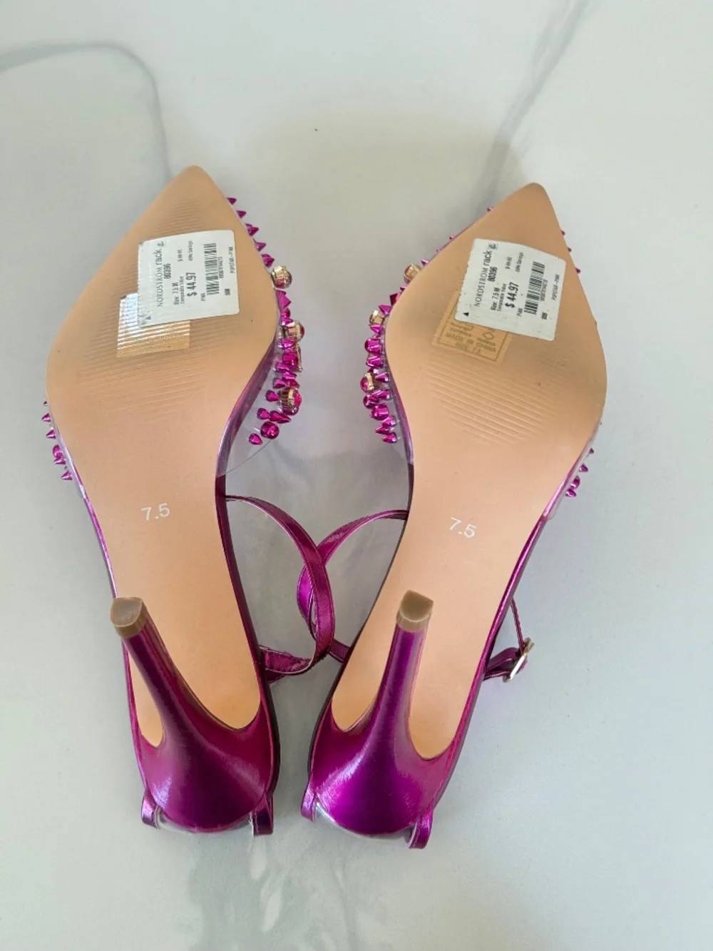 Azalea Wang Arthelia Pink Crystal Embellished Clear Pumps - Picture 2 of 14